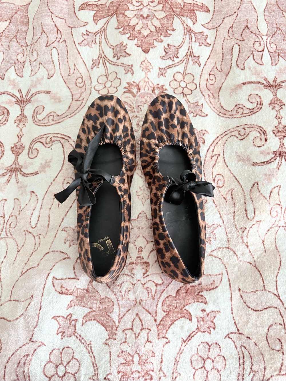 Leopard Print Slip-On Ballet Flats with Bow Detail